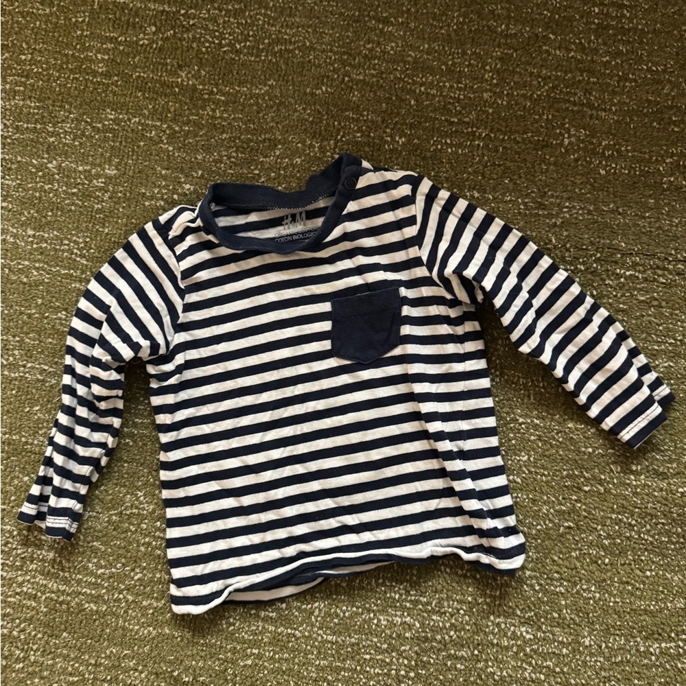 Black and White Striped Kids Shirt